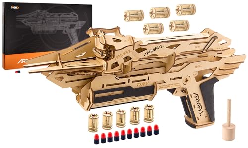 ARMPAL 3D-Holzpuzzles für Erwachsene, DIY mechanisches Waffenmodell-Puzzle, Bausatz für Teenager, 10-teiliges Auswurfmagazin, 20 weiche Kugeln, Kinder ab 14 Jahren von COWVTUJ