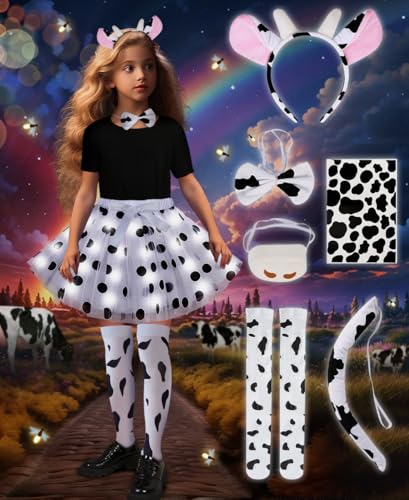COYBTO Kostüm Tutu Set für Mädchen, Leuchtendes Kuh Kostüm Set mit Kuhsocken, Nase, Fliege, Schwanz, Aufklebern, Verkleidungskostüm für Weihnachten, Karneval, Geburtstagsfeier, Cosplay COYBTO Kostüm Tutu Set für Mädchen, Leuchtendes Kuh Kostüm Set mit Kuhsocken, Nase, Fliege, Schwanz, Aufklebern, Verkleidungskostüm für Weihnachten, Karneval, Geburtstagsfeier, Cosplay von COYBTO