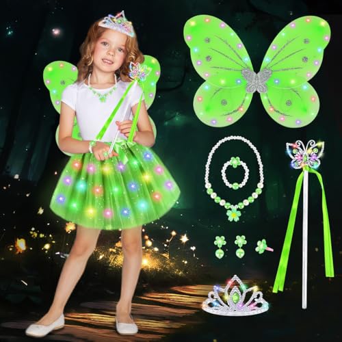 COYBTO Leuchtendes Feenkostüm für Mädchen,Schmetterling Elfenkostüm Kinder,Leuchtende Feen Schmetterlingsflügel,LED Tutu Tüllrock Mädchen Kinder,Prinzessinnen Kostüm für Halloween Geburtstag (Grün) COYBTO Leuchtendes Feenkostüm für Mädchen,Schmetterling Elfenkostüm Kinder,Leuchtende Feen Schmetterlingsflügel,LED Tutu Tüllrock Mädchen Kinder,Prinzessinnen Kostüm für Halloween Geburtstag (Grün) von COYBTO