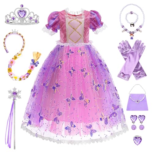 COYBTO Prinzessin Kleid Mädchen, Rapunzel Dornröschen Kostüm Kinder mit Krone Halsketten Set, Faschingskostüme Kinder, Sofia Prinzessin Kostüm für Karneval Cosplay Geburtstagsfeier COYBTO Prinzessin Kleid Mädchen, Rapunzel Dornröschen Kostüm Kinder mit Krone Halsketten Set, Faschingskostüme Kinder, Sofia Prinzessin Kostüm für Karneval Cosplay Geburtstagsfeier von COYBTO