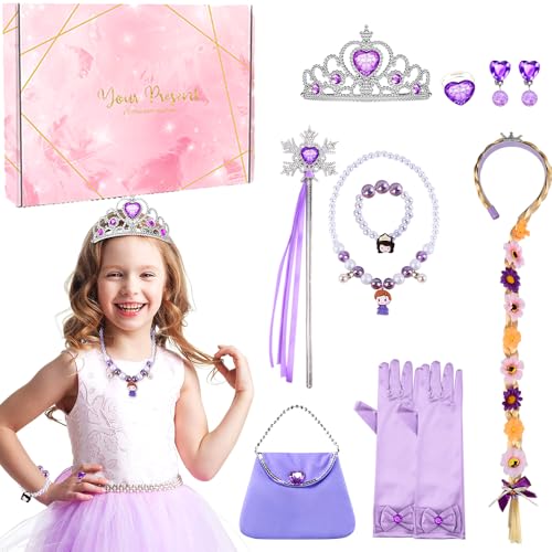 Prinzessin Kostüme Zubehör Set,Rapunzel Kinder Schmuckset Mädchen,Prinzessin Set Rapunzel,Mädchen Dress up Zubehör mit Perücke Halskette Armband Handtasche,Geschenke für MädchenGeburtstag Kostüm Prinzessin Kostüme Zubehör Set,Rapunzel Kinder Schmuckset Mädchen,Prinzessin Set Rapunzel,Mädchen Dress up Zubehör mit Perücke Halskette Armband Handtasche,Geschenke für MädchenGeburtstag Kostüm von COYBTO