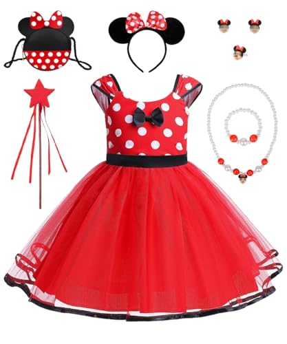 Prinzessinnen Kostüm für Mädchen, Prinzessin Kleid Mädchen, Gepunktet Kleid Kleinkind mit Mausohren Tasche, Stirnband und Halskette, Kostüm für Kleinkinder Geburtstag Cosplay Karneval Kostüm (120) Prinzessinnen Kostüm für Mädchen, Prinzessin Kleid Mädchen, Gepunktet Kleid Kleinkind mit Mausohren Tasche, Stirnband und Halskette, Kostüm für Kleinkinder Geburtstag Cosplay Karneval Kostüm (120) von COYBTO