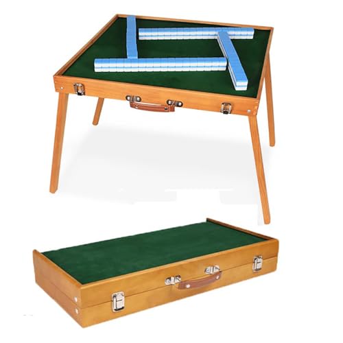 Tragbarer klappbarer Mahjong-Tisch, leichter chinesischer Mahjong-Holztisch für den Außenbereich, mit Mahjong, für Haushalt, Outdoor, Freizeit, Party, Reisen, 50 x 50 x 41 cm/19,7 x 19,7 x 16,1 Zoll von COYEUX