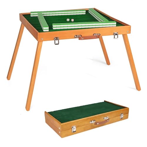Tragbarer klappbarer Mahjong-Tisch, leichter chinesischer Mahjong-Holztisch für den Außenbereich, mit Mahjong, für Haushalt, Outdoor, Freizeit, Party, Reisen, 50 x 50 x 41 cm/19,7 x 19,7 x 16,1 Zoll von COYEUX