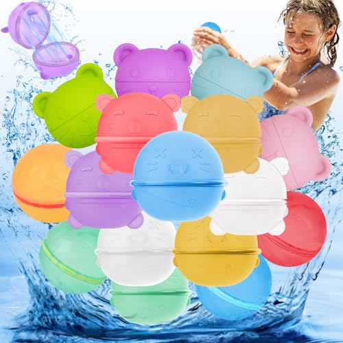 COZCLAM 16 Stück Wasserbomben Wiederverwendbar, Wasserbomben Selbstschließend, Einfaches & schnelles Befüllen, Silikon Wasserballons Pool Spielzeug, Poolparty & Wasserpark für Kinder, Erwachsene COZCLAM 16 Stück Wasserbomben Wiederverwendbar, Wasserbomben Selbstschließend, Einfaches & schnelles Befüllen, Silikon Wasserballons Pool Spielzeug, Poolparty & Wasserpark für Kinder, Erwachsene von COZCLAM