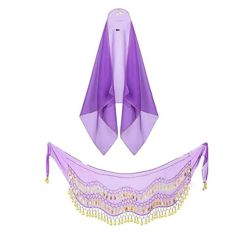 Bauchtanz-Outfit-Set, Hüftschal, Münze, Kopftuch, -Kostüm, Zubehör für Damen, Kostüm, Bauchtanz-Outfits für Frauen Bauchtanz-Outfit-Set, Hüftschal, Münze, Kopftuch, -Kostüm, Zubehör für Damen, Kostüm, Bauchtanz-Outfits für Frauen von CPAOWEHF