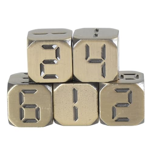 CPAOWEHF 5-teiliges Würfel Set 13 Mm Solide Spielwürfel Set Mit Großer Zahl 6-seitige Würfel Aus Legierung Pädagogische Würfel Mit Abgerundeten Ecken von CPAOWEHF