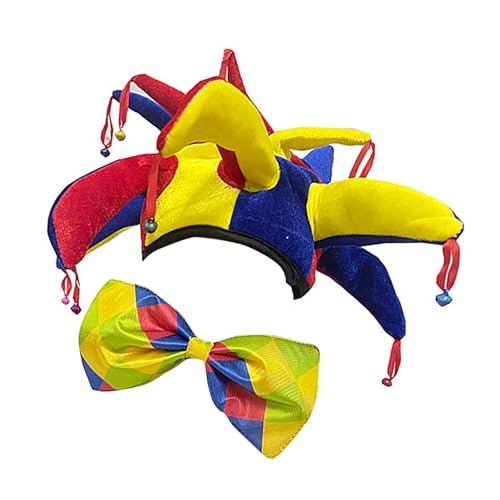 CPAOWEHF Clown Hat Clown Bowtie Circus Clown Kostümzubehör Für Kinder Geburtstagsfeiern Halloween Weihnachten Carnivals Cosplay von CPAOWEHF