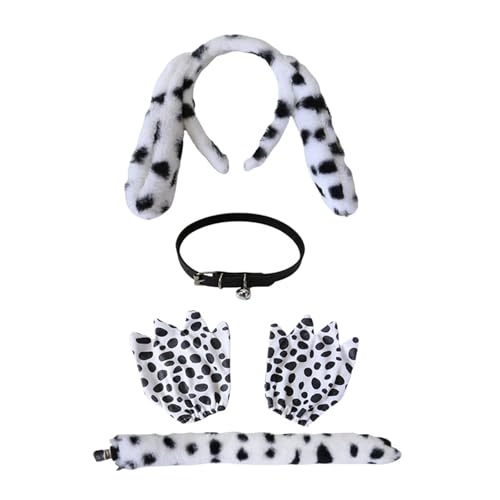 CPAOWEHF Dalmatiner-Welpen-Kostüm-Set, Tier-Kostüm, Zubehör für Weihnachten, Halloween, Cosplay, Cosplay, 4-teilig von CPAOWEHF