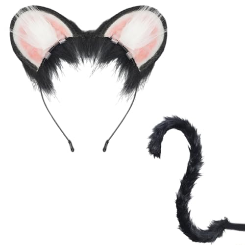 CPAOWEHF Füchse Ohren und Schwanz Set pelzige Ohren Stirnband mit Schwanz Halloween Cosplay Party Kostüm Zubehör Kinder Erwachsene Tier Cosplay Kostüme für Damen Herren von CPAOWEHF