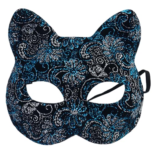 CPAOWEHF Katzengesichtsmaskerade halbes Gesicht mit Gummiband für Männer Frauen Maskerade Halloween Cosplay Party von CPAOWEHF