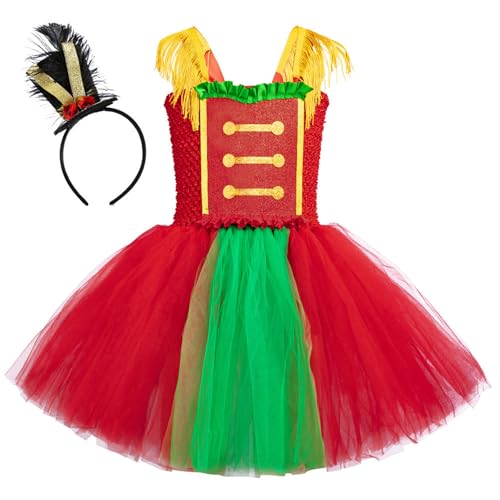 CPAOWEHF Mädchen Tutuskleid Mit Stirnband Pailletten Prinzessin Kleid Glitzernde Zirkusringmasters Kostüm Für Halloween Party von CPAOWEHF