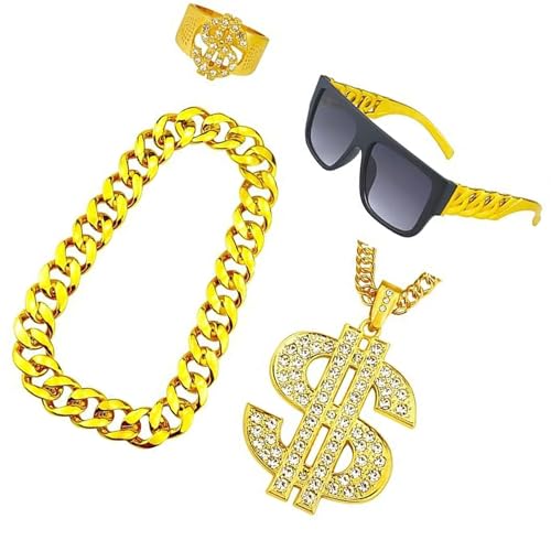 CPAOWEHF Stilvolle Goldene Kette Halskette Neuheit Brille Cosplay Brille Für Frauen Männer Musik Festival Halloween Partys Cosplay CPAOWEHF Stilvolle Goldene Kette Halskette Neuheit Brille Cosplay Brille Für Frauen Männer Musik Festival Halloween Partys Cosplay von CPAOWEHF