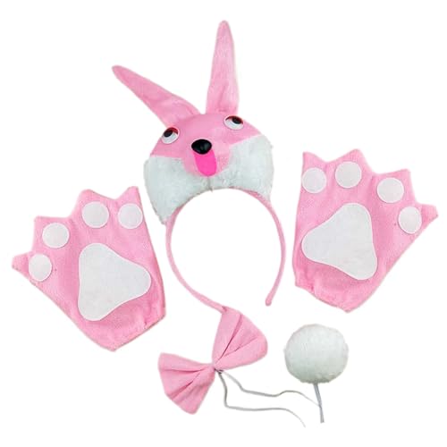 CPAOWEHF Tier-Hasen-Kostüm-Zubehör, 3D-Hasenohren, Stirnband, Schwanz, Fliege, Handschuhe für Kinder, Halloween, Cosplay, Party-Requisiten CPAOWEHF Tier-Hasen-Kostüm-Zubehör, 3D-Hasenohren, Stirnband, Schwanz, Fliege, Handschuhe für Kinder, Halloween, Cosplay, Party-Requisiten von CPAOWEHF