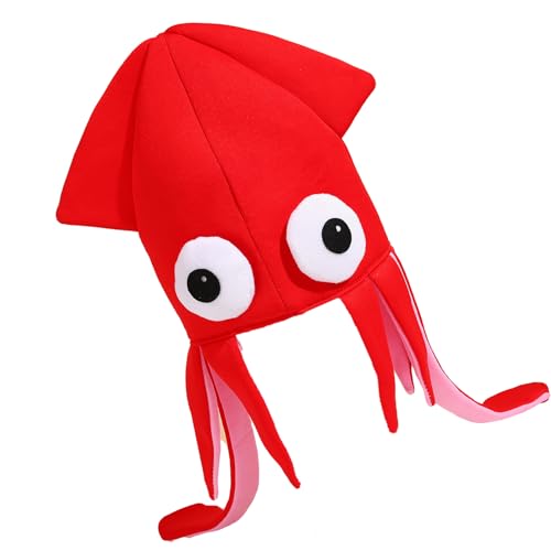 CPAOWEHF Verspielter Tintenfischhut mit 4 Farben, weich, atmungsaktiv, Themenveranstaltungen, Zubehör für verschiedene Altersgruppen von CPAOWEHF