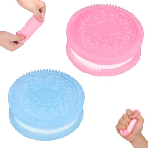 2 Stück Squishy, Fufu Squishy, Taba Squishy, Stressabbau, ​​taba Squishy, Keks-Stressabbau-Spielzeug, Ultraweiches Dekompressions-Entlüftungsspielzeug für Geburtstag und Party (Rosa+Blau) von CPRNQY