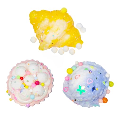 3 Stück Taba Squishy, Fufu Squishy, Erdbeerkuchen, Croissant, Fidget Toys, Sensorik Spielzeug, Süße Superweicher Stressabbau Stress Quetschspielzeuge Geeignet für Erwachsene und Kinder von CPRNQY