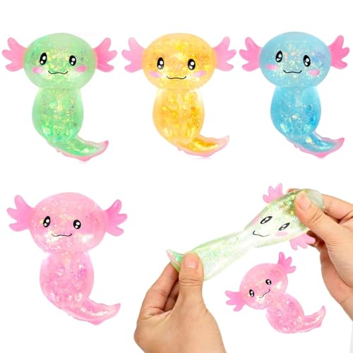 4 Stück Für Aaxolotl Squishy, Für Axolotl Spielzeug, Für Axolotl, Squishy, Stress Spielzeug, Squeeze Spielzeug, Stress Spielzeug für Kinder und Erwachsene (Zufällige Farbe) von CPRNQY