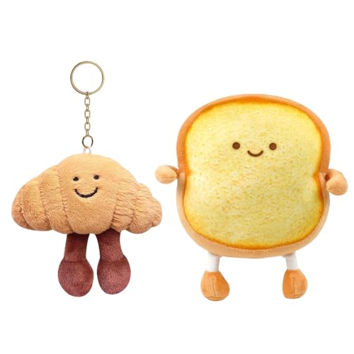 CPRNQY 2 Stück Ecktasche Schlüsselanhänger und Toaster Halskette, weiche kleine Plüse Haustier Halskette für Kinder, als Begleitspielzeug und Geschenk, auch die Beste Wahl für die Feiertage von CPRNQY