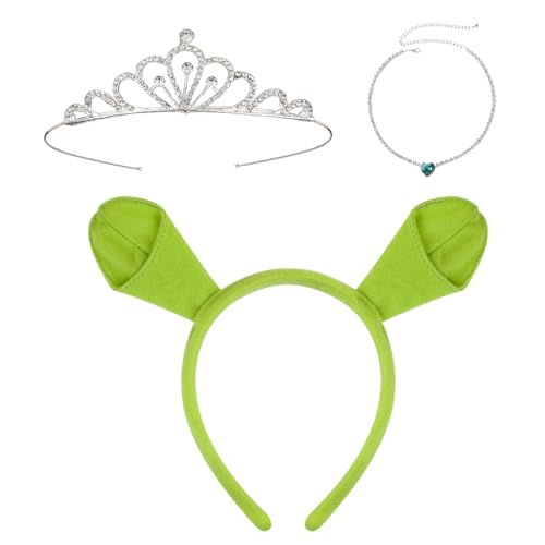 CPRNQY 3PCS Kostüm, Ohren mit Kronen und Halsketten, Hochwertige Charaktere Halloween und Themenparty, Spielezubehör für Erwachsene und Kinder, Komfort und Haltbarkeit aus hochwertigen Materialien von CPRNQY