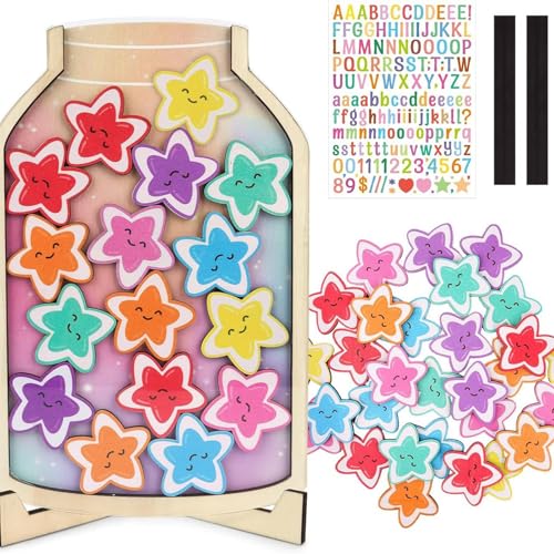 Belohnungsglas, Smiley Stern Belohnungsglas Set, Motivationshilfe für gutes Benehmen zu Hause und in der Schule, zur Förderung positiver Gewohnheiten und Spaß am Lernen von CPRNQY