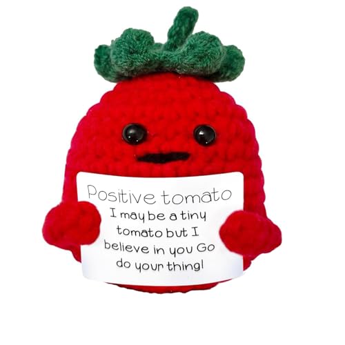 CPRNQY Positive Potato, Positive Tomate Pocket Hug, Kreative Strickwolle Tomaten Puppe, Mini-Plüsch Figuren Lustige, Geschenke für Freundin, Freund, Mutmacher für Frauen von CPRNQY