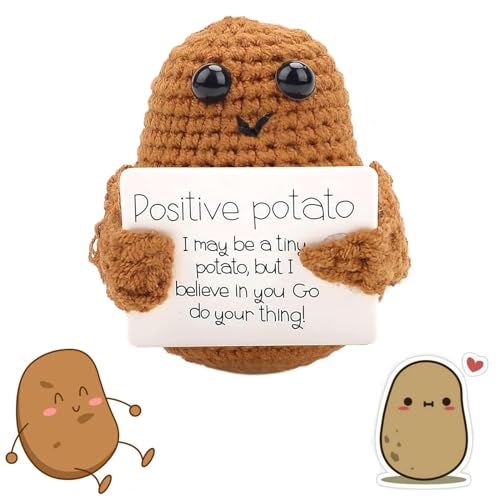 CPRNQY Positive Potato,Glücksbringer,Mini-Plüsch Figuren Lustige Positive Kartoffel Puppe,Kreative Strickwolle Kartoffel Puppe Geschenke für Frauen,Pocket Hug Geburtstagsgeschenk Partydekoration von CPRNQY