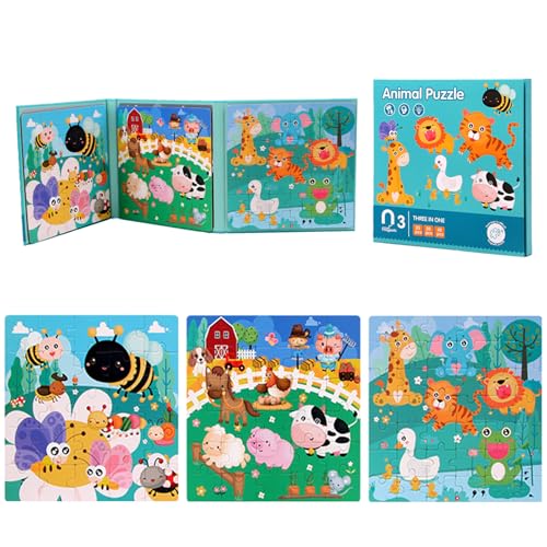 Magnetpuzzle Tiere - Kinderpuzzle für Kinder Ab 3 4 5 Jahre, Lernspielzeug Fördert Motorik + Konzentration, Geschenk und Spiele von CPRNQY