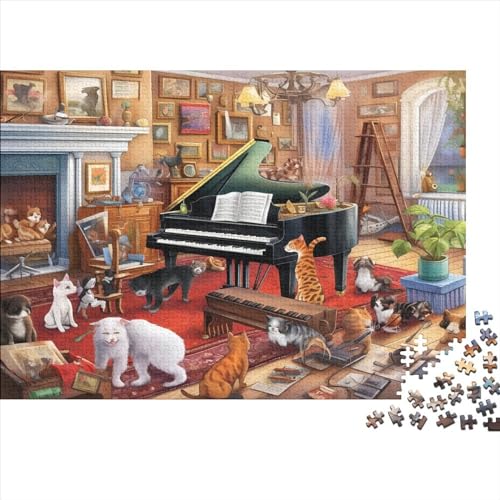 1000-teilige Puzzles Für Erwachsene Living Room Piano and Pets Puzzles Für Erwachsene, 1000-teiliges Spiel, Spielzeug Für Erwachsene, Familienpuzzles, Geschenk 1000pcs (75x50cm) von CPXSEMAZA