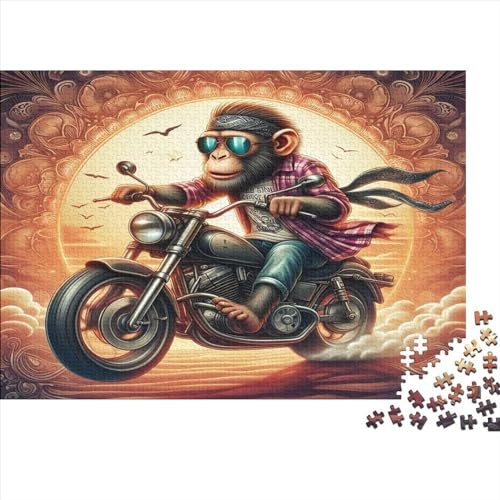 1000-teilige Puzzles Für Erwachsene | Monkey Riding A Motorcycle | Familienspaß-Puzzles 1000 Teile Für Erwachsene Geschenke Ungelöstes Puzzle 1000pcs (75x50cm) von CPXSEMAZA