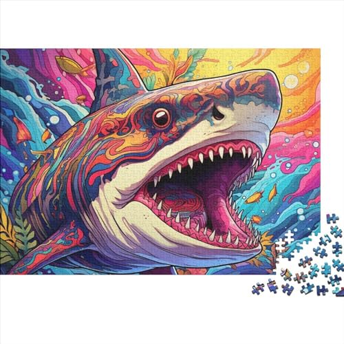 3D Colorful Shark Puzzles Für Erwachsene 1000-teilige Puzzles Für Erwachsene Anspruchsvolles Spiel Ungelöstes Puzzle 1000pcs (75x50cm) von CPXSEMAZA