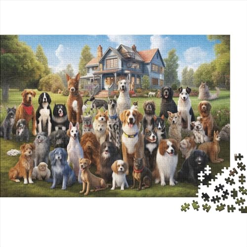 3D Dog Family Portrait Puzzles Für Erwachsene 500-teilige Puzzles Für Erwachsene Anspruchsvolles Spiel Ungelöstes Puzzle 500pcs (52x38cm) von CPXSEMAZA