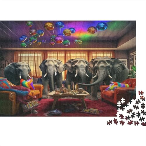 3D-Puzzle 1000 Teile Für Erwachsene The Elephant in The Room 1000-teiliges Puzzle Lernspiele Heimdekorationspuzzle 1000pcs (75x50cm) von CPXSEMAZA