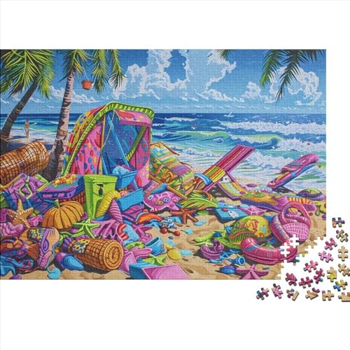 3D-Puzzle 500 Teile Für Erwachsene Colorful Beach Scene 500-teiliges Puzzle Lernspiele Heimdekorationspuzzle 500pcs (52x38cm) von CPXSEMAZA