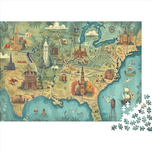 3D-Puzzle 500 Teile Für Erwachsene United States Map 500-teiliges Puzzle Lernspiele Heimdekorationspuzzle 500pcs (52x38cm) von CPXSEMAZA