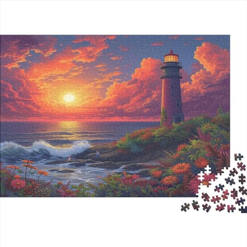 3D-Puzzle Für Erwachsene 1000 Teile Lighthouse at Sunset Geschenkideen Für Puzzles Für Erwachsene 1000pcs (75x50cm) von CPXSEMAZA