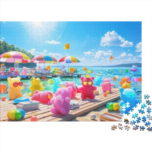 Beach Bear Ungelöstes 3D-Puzzle Mit 500 Teilen Für Erwachsene Und Jugendliche Ab 12 Jahren 500pcs (52x38cm) von CPXSEMAZA