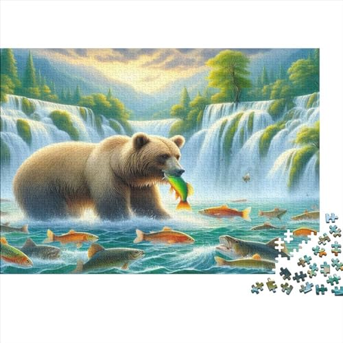 Bear Catching Fish 500 Teile Puzzle Holzpuzzle Geschicklichkeitsspiele Erwachsenenpuzzle Ab 14 Jahren 500pcs (52x38cm) von CPXSEMAZA