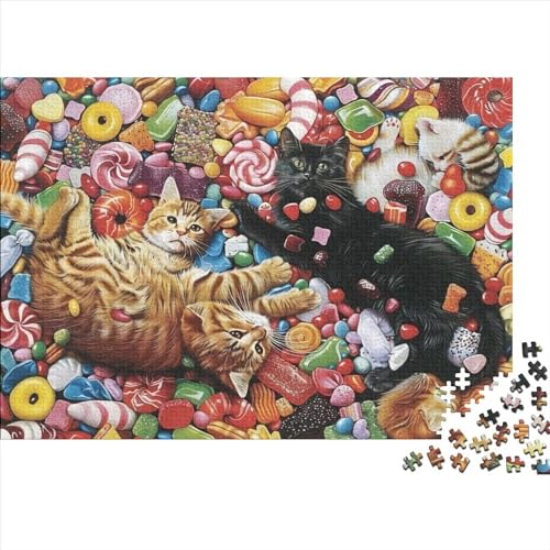 Candy Cat Puzzles Für Erwachsene 1000 Puzzles Für Erwachsene 1000 Teile Puzzle 1000 Teile Ungelöstes Puzzle 1000pcs (75x50cm) von CPXSEMAZA