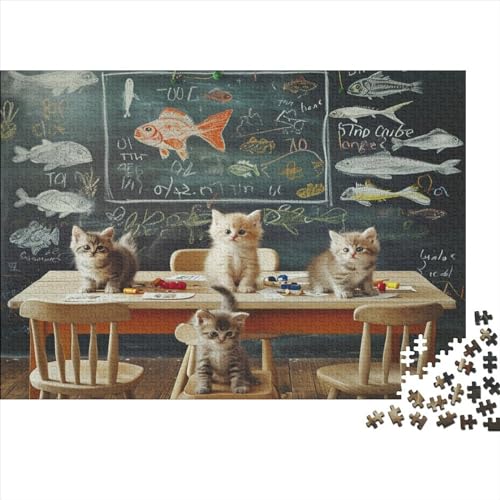 Cat's Classroom 1000-teiliges Puzzle Für Erwachsene, Familie Oder Teenager, Puzzle-Spielzeug, Lernspiele, Stressabbau-Puzzles, Einzigartige Heimdekoration Und Geschenke 1000pcs (75x50cm) von CPXSEMAZA