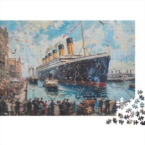 Cruise Ship Crowded Pier Puzzles 300 Teile Für Erwachsene Puzzles Für Erwachsene 300 Teile Puzzle Lernspiele Ungelöstes Puzzle 300pcs (40x28cm) von CPXSEMAZA