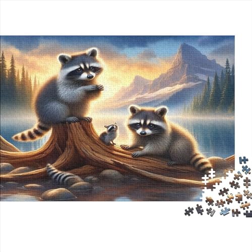 Cute Raccoon 500 Teile Puzzle Holzpuzzle Geschicklichkeitsspiele Erwachsenenpuzzle Ab 14 Jahren 500pcs (52x38cm) von CPXSEMAZA
