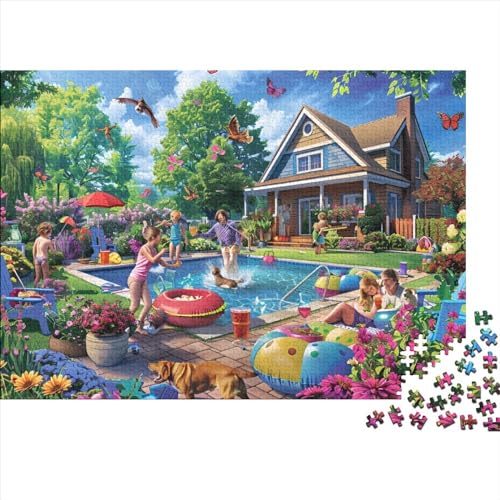 Family Pool Party Puzzles 500 Teile Für Erwachsene Puzzles Für Erwachsene 500 Teile Puzzle Lernspiele Ungelöstes Puzzle 500pcs (52x38cm) von CPXSEMAZA