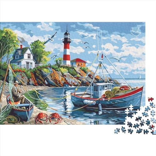 Fishing Boat on The Beach 1000-teiliges Puzzle Für Erwachsene, Familie Oder Teenager, Puzzle-Spielzeug, Lernspiele, Stressabbau-Puzzles, Einzigartige Heimdekoration Und Geschenke 1000pcs (75x50cm) von CPXSEMAZA