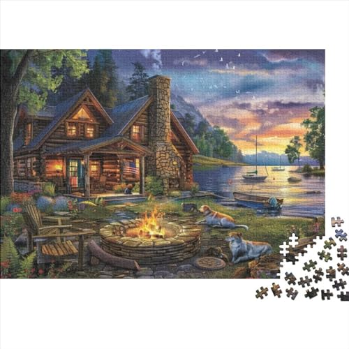 Moonlight Lodge 3D-Puzzles 300 Teile Für Erwachsene Puzzles Für Erwachsene 300 Teile Puzzle Lernspiele Ungelöstes Puzzle 300pcs (40x28cm) von CPXSEMAZA