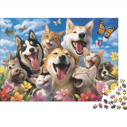 Puzzles 1000 Teile Für Erwachsene Cat and Dog Selfie 1000-teiliges Puzzle Lernspiele Heimdekorationspuzzle 1000pcs (75x50cm) von CPXSEMAZA