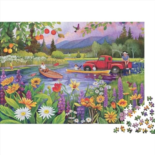 Puzzles Für Erwachsene 1000 Teile - A Colorful Scene of People Fishing And Canoei - Unmögliches Puzzle - Puzzles Für Erwachsene - Puzzle Für Erwachsene - Schwierig - Puzzle - Anspruchsvolles Spiel 100 von CPXSEMAZA