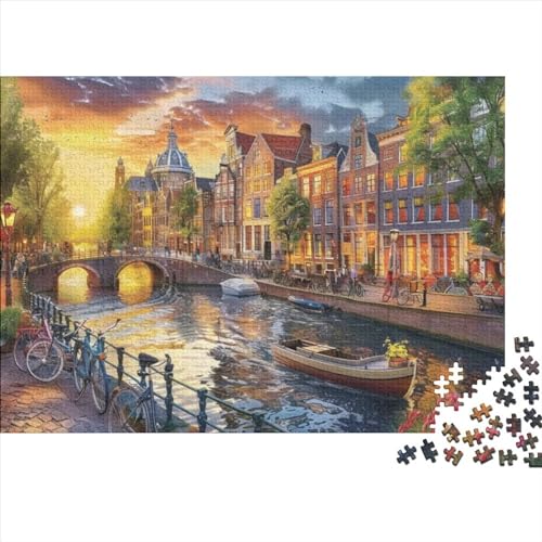 Puzzles Für Erwachsene 1000 Teile Holzpuzzle Amsterdam Sunset Puzzle-Kunstwerk, Puzzle-Wanddekoration, Einzigartige Geburtstags 1000pcs (75x50cm) von CPXSEMAZA
