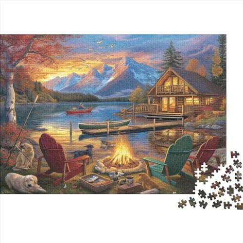 Puzzles Für Erwachsene 1000 Teile Holzpuzzle Bonfire by The Lake Puzzle-Kunstwerk, Puzzle-Wanddekoration, Einzigartige Geburtstags 1000pcs (75x50cm) von CPXSEMAZA