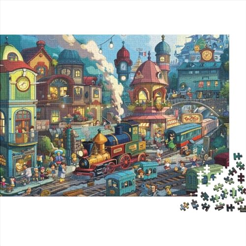 Puzzles Für Erwachsene 1000 Teile Holzpuzzle Train Town Puzzle-Kunstwerk, Puzzle-Wanddekoration, Einzigartige Geburtstags 1000pcs (75x50cm) von CPXSEMAZA